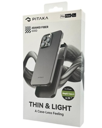 Накладка для i-Phone 15 Pro Max 6.7" Pitaka Magez Case 4 Aramid Fiber 600D черно-серый