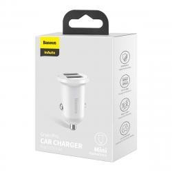 Автомобильное заряд. устр. Baseus Grain Pro 2USB 2.4A CCALLP-02 белое