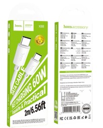Usb Кабель-зарядка Type-C на Type-C Hoco X88 3.0A  60W 2M белый