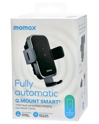 Держатель c зажимом c Magsafe в воздуховод Momax Q.Mount Smart6 Dual Coil Wireless 15W серый