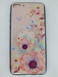 Накладка для Huawei Honor Y9 (2018) силикон с PopSocket цветы