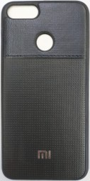 Накладка для Xiaomi Redmi 5X силиконовая кожзам с логотипом чёрный