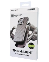 Накладка для i-Phone 15 Pro 6.1" Pitaka Magez Case 4 Aramid Fiber 1500D черно-серый