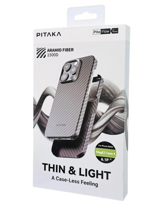 Накладка для i-Phone 15 Pro 6.1" Pitaka Magez Case 4 Aramid Fiber 1500D черно-серый