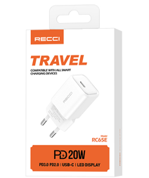 Сетевое зар. устр. Recci RC65E 1C 20W белое