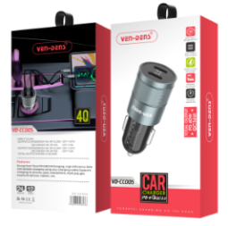 Автомобильное заряд. устр. Ven-Dens CC005 2USB-C 40W черное