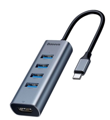 HUB Adapter Baseus Type-C 4 USB3.0/HDMI 4K (CAHUB-N0G) серый