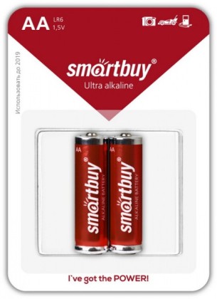 Батарейка алкалиновая Smartbuy LR6/2B (24/240)  SBBA-2A02B