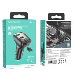 Автомобильное заряд. устр. Borofone BC41 + FM-трансмиттер BT5.0 2USB QC3.0 18W черное