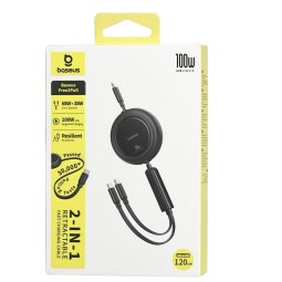 Кабель-зарядка 2в1 Type-C на 2Type-C Baseus Free2Pull Retractable 100W 1.2м (E0415504) чёрный