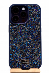 Накладка для i-Phone 15 Pro Max 6.7" Swarovski темно-синий