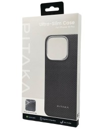 Накладка для i-Phone 16 Pro 6.3" Pitaka Ultra Slim case черно-серая