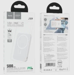 Powerbank с беспроводной зарядкой MagSafe Hoco J109 5000mAh 1USB-C 20W белый