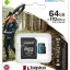 micro SDXC карта памяти Kingston 64GB Class10 170R A2 U3 V30 Canvas Go Plus c адапт..(SDCG3/64GB)