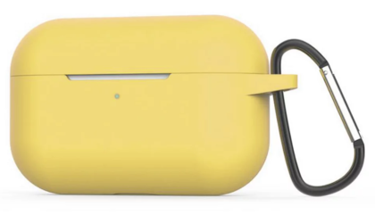 Силиконовый чехол для AirPods Pro 2 c карабином желтый