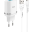 Сетевое зар. устр. Hoco C12Q с шнуром Micro 1USB QC3.0 2.4A белое