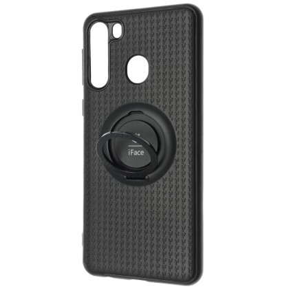 Чехол-накладка для Samsung Galaxy A21 силикон iface с держателем чёрный
