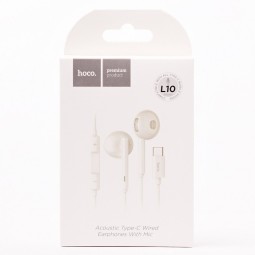 Стереонаушники Hoco L10 с микрофоном Type-C 1.2м белые