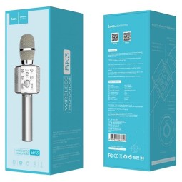 Микрофон для караоке Hoco BK3 1800mAh 4.2 ver 4.6h серебристый
