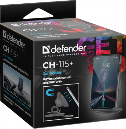 Держатель в автомобиль на торпеду Defender CH-115+ магнитный черный