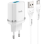 Сетевое зар. устр. Hoco C12Q с шнуром Type-C 1USB QC3.0 2.4A белое