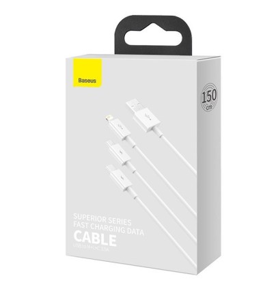 Кабель-зарядка Baseus Superior 3в1 i-Phone/Type-C/Micro 3.5A 1.5м CAMLTYS-02 белый
