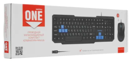Проводной комплект клавиатура+мышь Smartbuy ONE черно-синий (SBC-230346-KB)