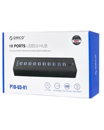 USB-хаб Orico P10-U3 USB3.0x10 черный