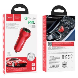 Автомобильное заряд. устр. Hoco Z38 1USB/1C 3A 38W QC3.0 красное
