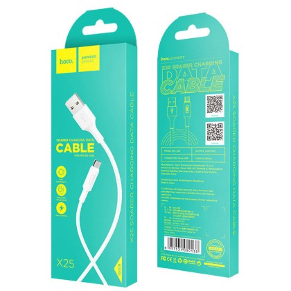 Usb Кабель-зарядка Micro Hoco X25 Soarer 2A 1м силиконовый белый