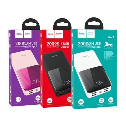 Powerbank Hoco J42A 4USB 20000mAh с цифровым индикатором черный