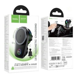 Держатель в автомобиль в воздуховод c беспроводной зарядкой Hoco HW36 15W черный