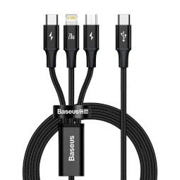 TYPE-C Кабель-зарядка Baseus Rapid Series 3-in-1 Type-C to C+L+C PD 20W 1.5m CAMLT-SC01 чёрный