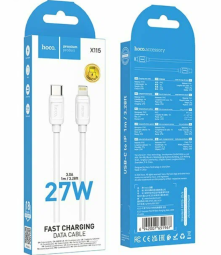 Usb Кабель-зарядка Type-C на Lightning Hoco X115 27W 1м силиконовый белый