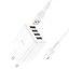 Сетевое зар. устр. Hoco C102A с кабелем Type-C 4USB 18W QC3.0 белое