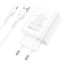 Сетевое зар. устр. Hoco C102A с кабелем Type-C 4USB 18W QC3.0 белое