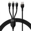 Usb Кабель-зарядка Micro+Lightning+Type-C Baseus Flash 6A 1.2м (CASS040001) черный