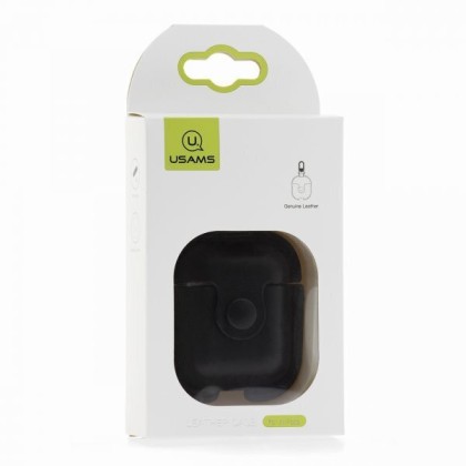Кожаный чехол для AirPods Usams US-BH475 черный