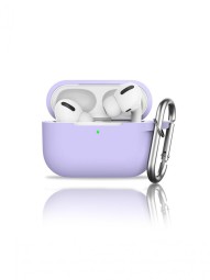 Силиконовый чехол для AirPods Pro c карабином сиреневый