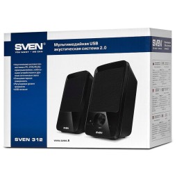 Акустическая система 2.0 Sven 312 2х2Вт пластик черная