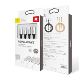 Type-C Кабель-зарядка Micro+Lightning+Type-C Baseus Rapid 1.2м (CAMLT-SUS1) чёрный
