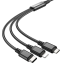 Usb Кабель-зарядка Hoco X76 3в1 Micro/Lightning/Type-C 1м черный