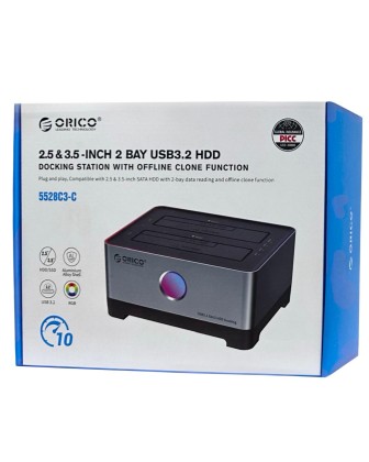 Док-станция для 2 HDD Orico 5528C3-C-GY 10Gbps USB-C/USB3.1 черная
