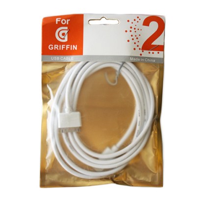 Usb Кабель-зарядка i-Phone 4/4s Griffin 2A 3м силиконовый белый