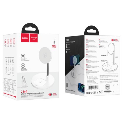 Беспроводное зарядное устройство 2in1 смартфон/Apple Watch Hoco S23 15W белое