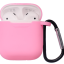 Силиконовый чехол для AirPods с карабином розовый