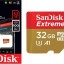 micro SDXC карта памяти SanDisk 32GB Class 10 Extreme UHS-I U3 100MB/s с адапт. (SDSQXAF-032G-GN6MA)
