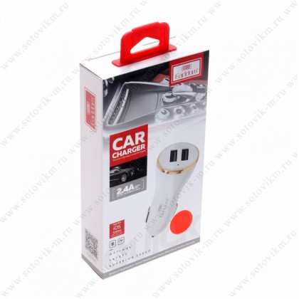 Автомобильное заряд. устр. Earldom ES-159 с шнуром Micro 2USB 2.4A белое