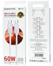 Usb Кабель-зарядка Type-C на Type-C Borofone BX109 60W 1м силиконовый белый