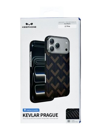 Накладка для i-Phone 17 Pro Keephone Kevlar Prague MagSnap коричнево-черный